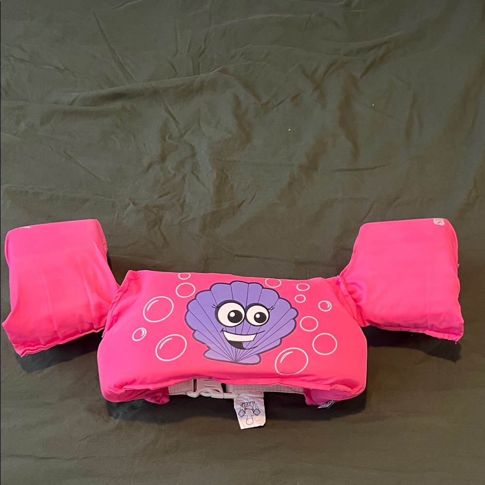 Pink Kids Swim Vest with Shell Design